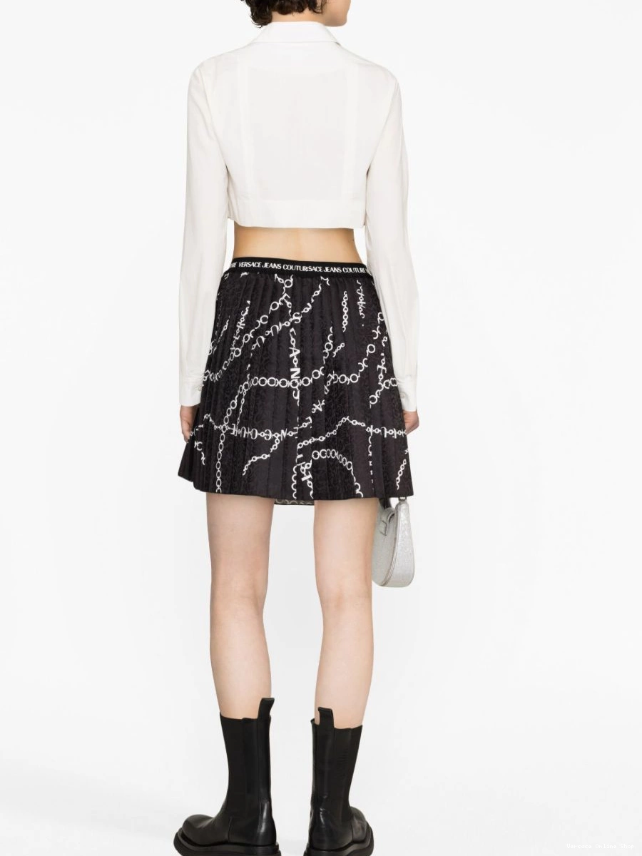 Affordable skirt Versace Women print Couture chain-link Jeans pleated 0728